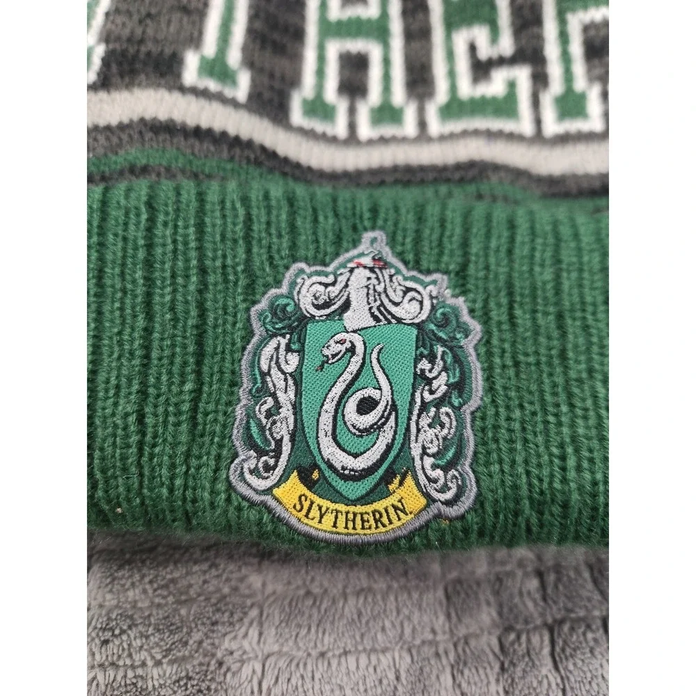 Harry Potter Slytherin Pompom Beanie Hat Green Black One Size Fits Most